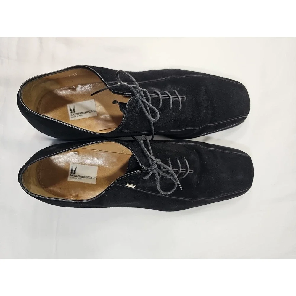 Moreschi Men's Black‎ Suede Oxford/ Loafers Shoes - Made In Italy-US 14